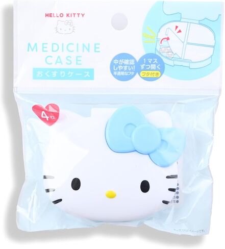 San -Rio Kitty & Mymelody Pill Box - 4 Compartment Weekly Pill Organizer - Fun Medicine Pill Organizer - علبة حبوب منع الحمل متينة مع Snap Closure (Kitty + Mymeloday) in Kuwait