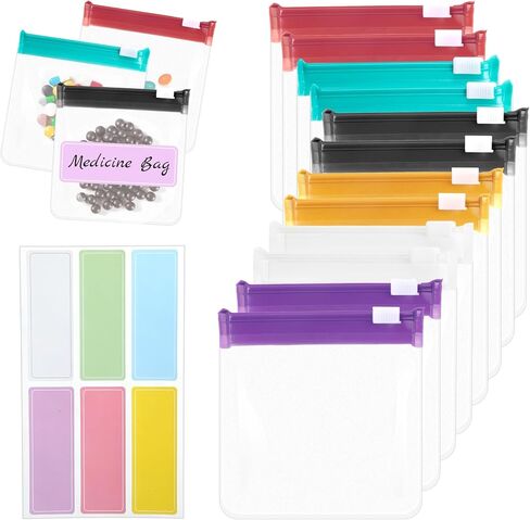 12 Pieces Zippered Pill Pouch Reusable Pill Pouch Bags Storage Pouches with Slide Lock Pill Bags Small Portable Pill Baggies with Label Paper Travel Plastic Pill Bags for Pills Small Items in Saudi Arabia