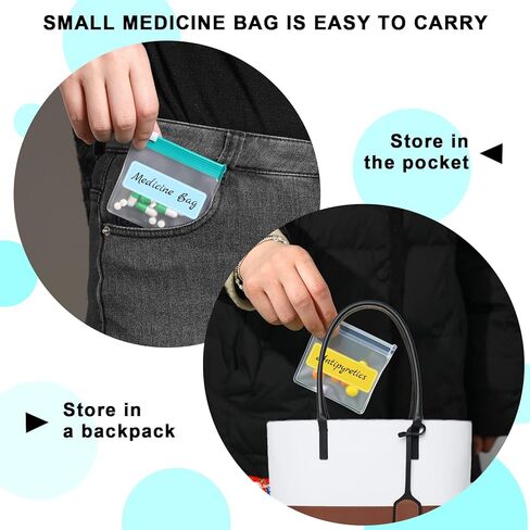12 Pieces Zippered Pill Pouch Reusable Pill Pouch Bags Storage Pouches with Slide Lock Pill Bags Small Portable Pill Baggies with Label Paper Travel Plastic Pill Bags for Pills Small Items in Saudi Arabia