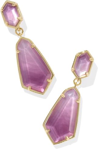 Kendra Scott Hallie Convertible Drop Earrings - Gold-plated Brass Construction - Snap-back Closure Gold Purple Watercolor Illusion One Size One Size in Saudi Arabia