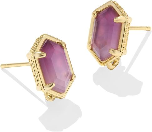 Kendra Scott Hallie Convertible Drop Earrings - Gold-plated Brass Construction - Snap-back Closure Gold Purple Watercolor Illusion One Size One Size in Saudi Arabia