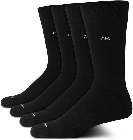 Calvin Klein Men Crew Socks - 4 Pack Soft Cotton Blend Cushioned and Cacked Dress Socks for Work & Daily Wear (الحجم: 7-12) in Saudi Arabia