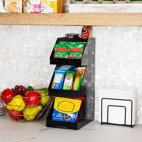 Mind Reader Coffee Tea Utensil and Condiment Station, Countertop Organizer, Coffee Bar, Kitchen, 6"L x 9"W x 16"H, Black in Kuwait