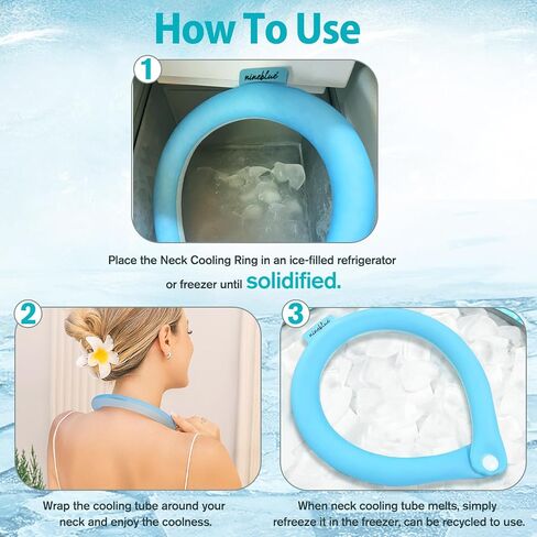Neck CoolingTube with Insulated Bag, Ice Neck Coolers Wearable Body Cooling Products for Outdoor Indoor, Cooler Wraps Anti-Slip with Buttons for Summer Hot Weather in Saudi Arabia