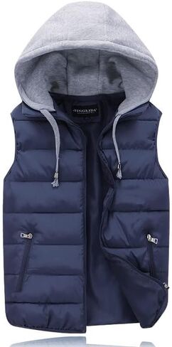 Gihuo Women's Puffer Vest Zip Up Quilted Padded Winter Sleeveless Hooded Vest Gilet Warm Jacket Outerwear VestBlack-XLarge in Kuwait
