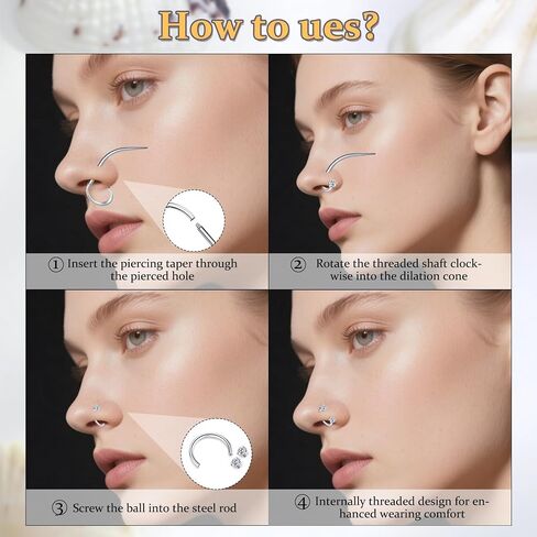 MODRSA Silver Horseshoe Nose Ring 20g حصان الحذاء خاتم الأنف طوق للنساء الصلب الجراحي نصف طوق حلق الأطواق Daith Tragus Adring Hoops Labret Lip Helix Percing Jewelry Septum Rings 20 Gauge in Saudi Arabia