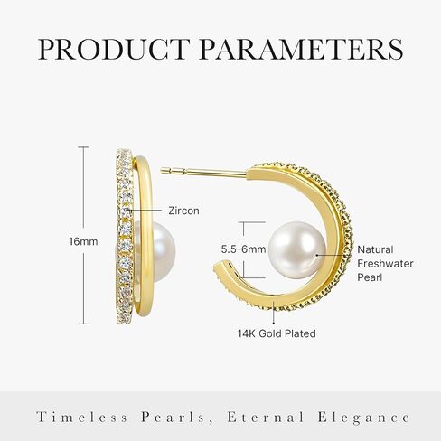 Freshwater Baroque Pearl 14K Gold Earrings for Women,Temperament Elegant Gold Hypoallergenic Dangle Earrings for Women,Used to Wedding, Celebrations, Festivals in Saudi Arabia