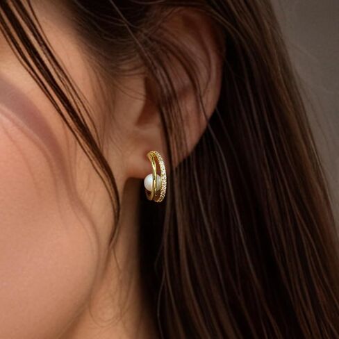 Freshwater Baroque Pearl 14K Gold Earrings for Women,Temperament Elegant Gold Hypoallergenic Dangle Earrings for Women,Used to Wedding, Celebrations, Festivals in Saudi Arabia