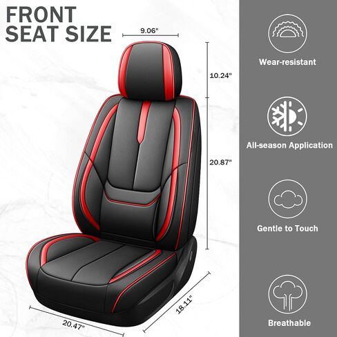 Car Seat Cover for Acura MDX 2001-2024,Premium Faux Leather Seat Cover | Breathable Waterproof Sports Drive in Style,Easy to Install Seat Covers (Full Set/Black - Red) in Kuwait