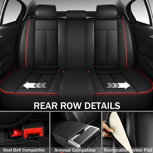 Car Seat Cover for Acura MDX 2001-2024,Premium Faux Leather Seat Cover | Breathable Waterproof Sports Drive in Style,Easy to Install Seat Covers (Full Set/Black - Red) in Kuwait