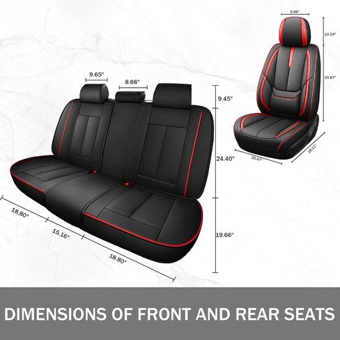 Car Seat Cover for Acura MDX 2001-2024,Premium Faux Leather Seat Cover | Breathable Waterproof Sports Drive in Style,Easy to Install Seat Covers (Full Set/Black - Red) in Kuwait