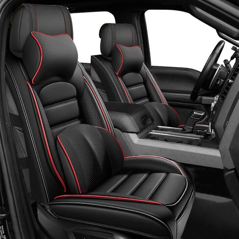 أغطية المقعد الكاملة لمقاعد المقعد GMC Sierra 1500 2018 ، مقاومة للجلد المقاومة للماء مع جيوب تخزين ، 5 قطع حماة للمقاعد مع الوسائد (أسود & بني) in Kuwait