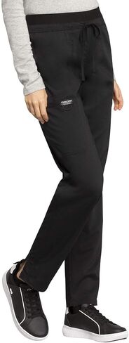 Cherokee Women's Scrub Set Mock Wrap Top with Princess Seams WW610 Mid Rise Tapered Leg Elastic Waist Drawstring Pant WW105 in Saudi Arabia