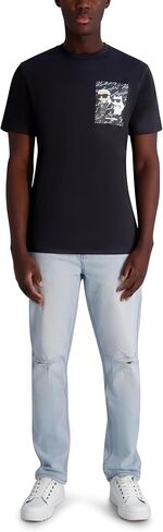 KARL LAGERFELD Men's Short Sleeve Crewneck Choupette Karl Graphic T-Shirt in Saudi Arabia