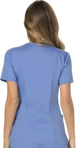 Cherokee Women's Scrub Set Mock Wrap Top with Princess Seams WW610 Mid Rise Tapered Leg Elastic Waist Drawstring Pant WW105 in Saudi Arabia