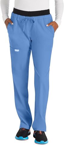 Cherokee Women's Scrub Set Mock Wrap Top with Princess Seams WW610 Mid Rise Tapered Leg Elastic Waist Drawstring Pant WW105 in Saudi Arabia