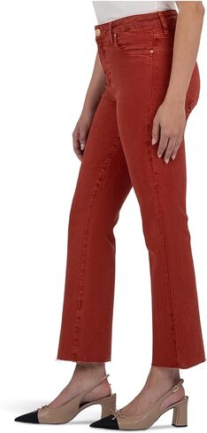 KUT from the Kloth Women's Kelsey High-Rise Ankle Flare with Raw Hem in Ecru in Saudi Arabia