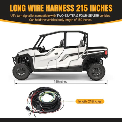 LKV UTV TEURL SIGNING KIT مع القرن - التوصيل والتشغيل ، ATV Street Legal مع مفتاح الدوران والخطر ، AMBER LED Blinker Kit متوافق مع Polaris Ranger RZR ، Can -AM ، Kawasaki ، CFMOTO ، ARCTIC CAT in Saudi Arabia