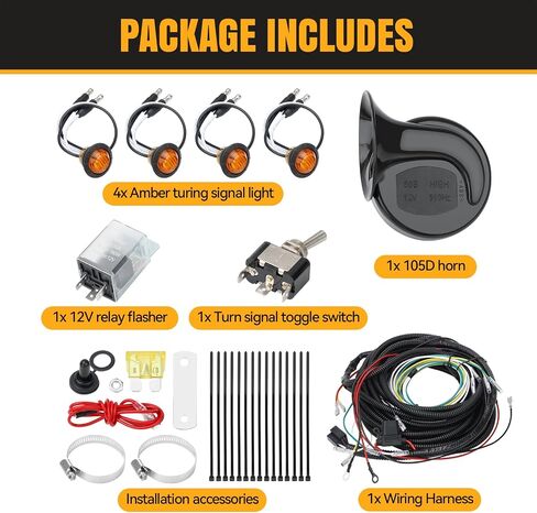 LKV UTV TEURL SIGNING KIT مع القرن - التوصيل والتشغيل ، ATV Street Legal مع مفتاح الدوران والخطر ، AMBER LED Blinker Kit متوافق مع Polaris Ranger RZR ، Can -AM ، Kawasaki ، CFMOTO ، ARCTIC CAT in Saudi Arabia