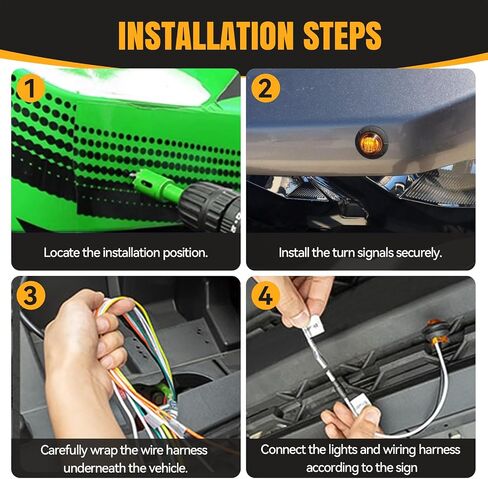 LKV UTV TEURL SIGNING KIT مع القرن - التوصيل والتشغيل ، ATV Street Legal مع مفتاح الدوران والخطر ، AMBER LED Blinker Kit متوافق مع Polaris Ranger RZR ، Can -AM ، Kawasaki ، CFMOTO ، ARCTIC CAT in Saudi Arabia
