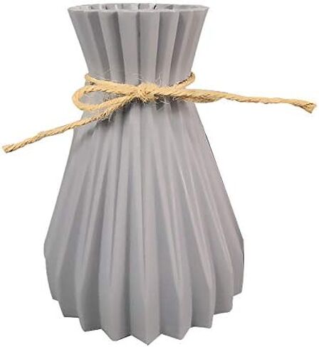 Houkiper Plastic vase, Vases for Flowers Ceramic Look Unbreakable Home Decoration Vase European Wedding for Home Decor, Living Room, Table, Home, Office Gray in Saudi Arabia