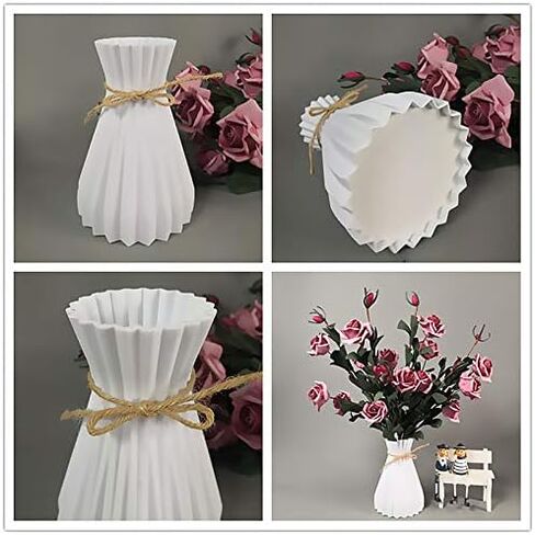 Houkiper Plastic vase, Vases for Flowers Ceramic Look Unbreakable Home Decoration Vase European Wedding for Home Decor, Living Room, Table, Home, Office Gray in Saudi Arabia