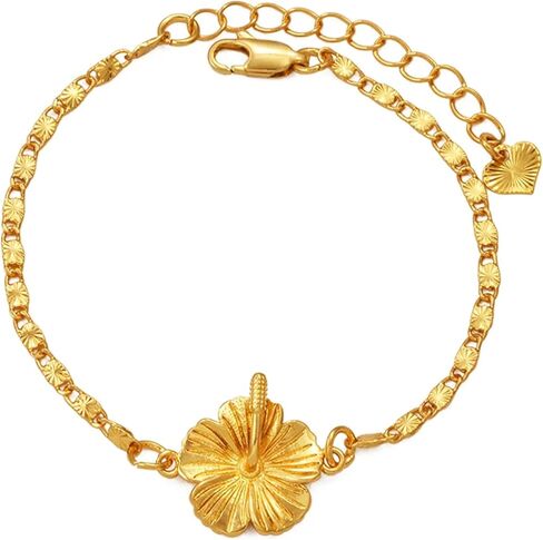 Hawaiian Anklets for Women - Hawaiian Hibiscus Flower Jewelry - Tropical Beach Ankle with Hibiscus Flower Jewelry - Trinidad Map Anklets Adjustable Length in Kuwait