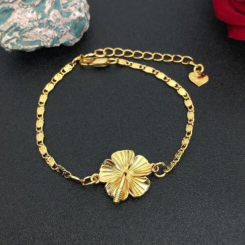 Hawaiian Anklets for Women - Hawaiian Hibiscus Flower Jewelry - Tropical Beach Ankle with Hibiscus Flower Jewelry - Trinidad Map Anklets Adjustable Length in Kuwait