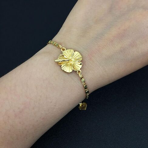 Hawaiian Anklets for Women - Hawaiian Hibiscus Flower Jewelry - Tropical Beach Ankle with Hibiscus Flower Jewelry - Trinidad Map Anklets Adjustable Length in Kuwait