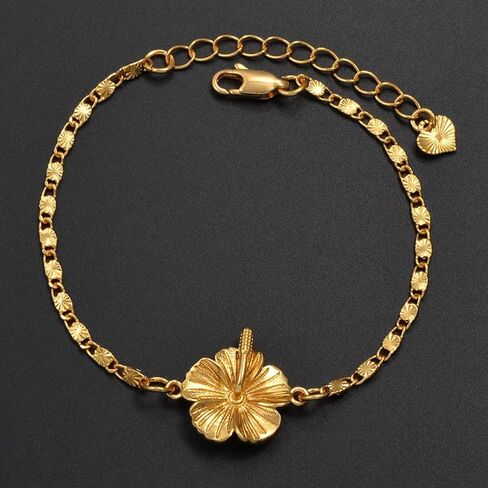 Hawaiian Anklets for Women - Hawaiian Hibiscus Flower Jewelry - Tropical Beach Ankle with Hibiscus Flower Jewelry - Trinidad Map Anklets Adjustable Length in Kuwait