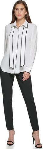 DKNY Women's Long Sleeve Button Front Collared Blouse in Saudi Arabia