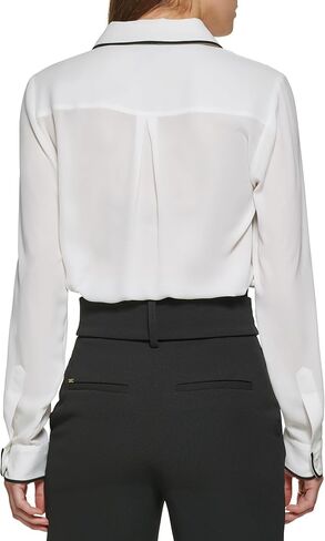 DKNY Women's Long Sleeve Button Front Collared Blouse in Saudi Arabia