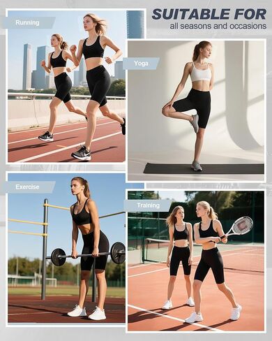 Coume 5 Pack Biker Shorts for Women 8 Inch High Waisted Tummy Control Spandex Yoga Workout Shorts Running Athletic Gym in Kuwait