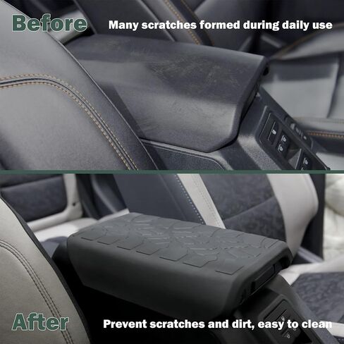 تغطية مسند ذراع وحدة التحكم المركزية Ford Bronco 2021 2022 2023 2/4 الباب استبعاد Bronco Sport ، TPE & Waterproof Car Cover ، وسادة مسند ذراعي ناعمة ، أسود ، أسود in Kuwait