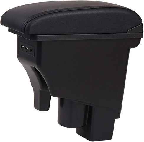 YJYWZH Armrest Box for Honda Fit Jazz 2002-2008 Car Arm Rest Seat Center Storage Box Consoles Double Layer with 3 USB Ports (Black with Black Thread) in Saudi Arabia