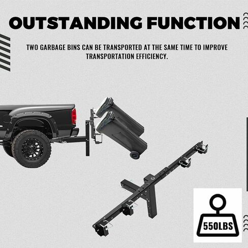 KUAFU Double Trash Can Hauler Adjustable Trailer Can Hitch Compatible with Truck Golf Cart UTV ATV Trailer Dual Trash Can Towing Hitch Garbage Transporter Hauler with 2" Receiver in Saudi Arabia