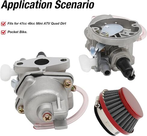13mm Carburetor with 44mm Air Filter Replacement For 2 Stroke 43cc 47cc 49cc ATV 4 Wheel Off Road Vehicle Lawn Mower Scooter (Red) in Saudi Arabia