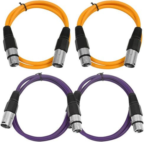 Seismic Audio - SAXLX-3-4 Pack of 3' XLR Male to XLR Female Patch Cables - Balanced - 3 Foot Patch Cord - Blue and Red in Kuwait