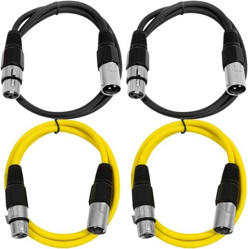 Seismic Audio - SAXLX-3-4 Pack of 3' XLR Male to XLR Female Patch Cables - Balanced - 3 Foot Patch Cord - Blue and Red in Kuwait