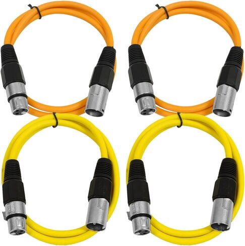 Seismic Audio - SAXLX-3-4 Pack of 3' XLR Male to XLR Female Patch Cables - Balanced - 3 Foot Patch Cord - Blue and Red in Kuwait