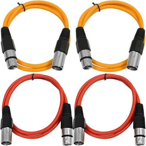 Seismic Audio - SAXLX-3-4 Pack of 3' XLR Male to XLR Female Patch Cables - Balanced - 3 Foot Patch Cord - Blue and Red in Kuwait