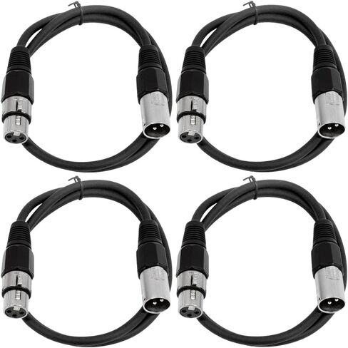 Seismic Audio - SAXLX-3-4 Pack of 3' XLR Male to XLR Female Patch Cables - Balanced - 3 Foot Patch Cord - Blue and Red in Kuwait
