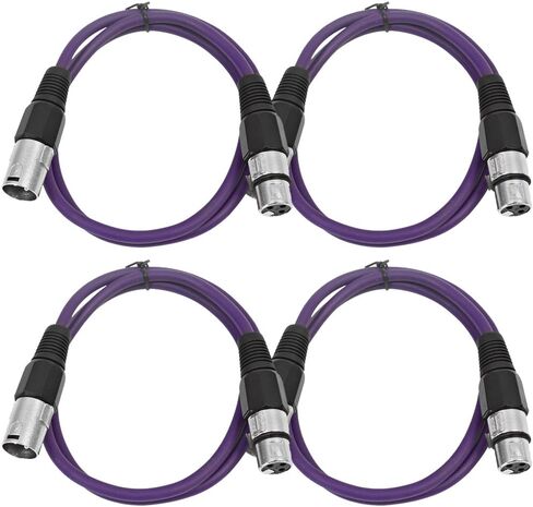 Seismic Audio - SAXLX-3-4 Pack of 3' XLR Male to XLR Female Patch Cables - Balanced - 3 Foot Patch Cord - Blue and Red in Kuwait