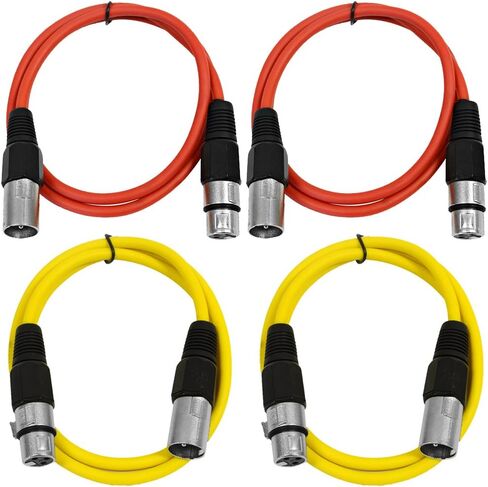 Seismic Audio - SAXLX-3-4 Pack of 3' XLR Male to XLR Female Patch Cables - Balanced - 3 Foot Patch Cord - Blue and Red in Kuwait