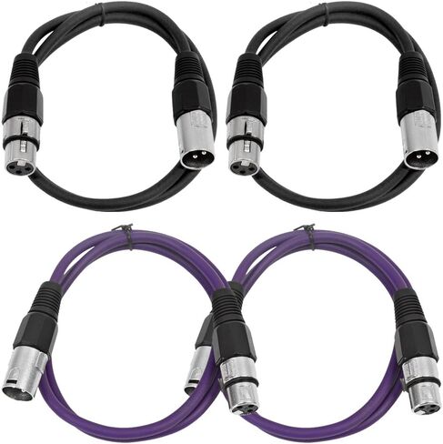 Seismic Audio - SAXLX-3-4 Pack of 3' XLR Male to XLR Female Patch Cables - Balanced - 3 Foot Patch Cord - Blue and Red in Kuwait