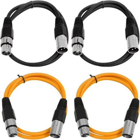 Seismic Audio - SAXLX-3-4 Pack of 3' XLR Male to XLR Female Patch Cables - Balanced - 3 Foot Patch Cord - Blue and Red in Kuwait