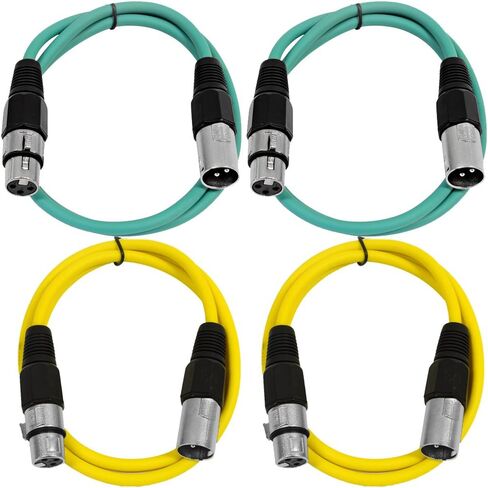 Seismic Audio - SAXLX-3-4 Pack of 3' XLR Male to XLR Female Patch Cables - Balanced - 3 Foot Patch Cord - Blue and Red in Kuwait