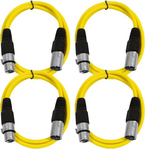 Seismic Audio - SAXLX-3-4 Pack of 3' XLR Male to XLR Female Patch Cables - Balanced - 3 Foot Patch Cord - Blue and Red in Kuwait