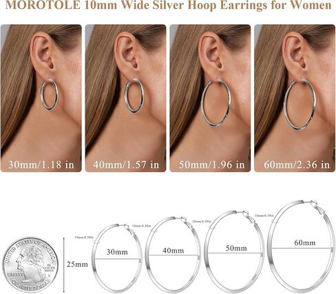 MOROTOLE 4mm Thick Gold Chunky Hoop Earrings Trendy 925 Sterling Silver Hoop Earrings for Women Hypoallergenic Lightweight 14K Gold Earrings for Women Jewelry Gifts 30/40/50/60MM in Kuwait