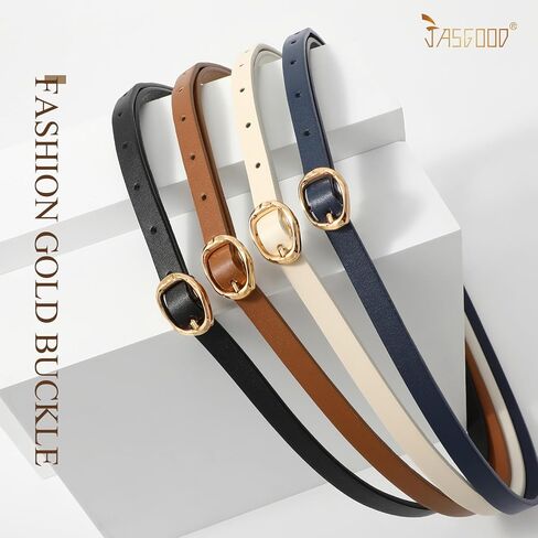 JASGOOD 4 Pack Women Skinny Leather Belts Slim Thin Belt for Dresses Jeans Pants Ladies Small Waist Belt in Saudi Arabia